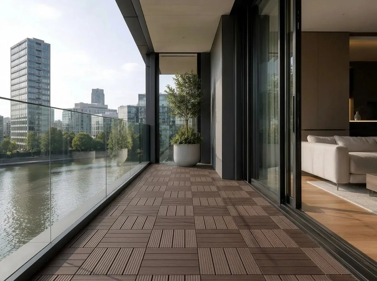 Balkon nach der Visualisierung — WPC-Fliesen