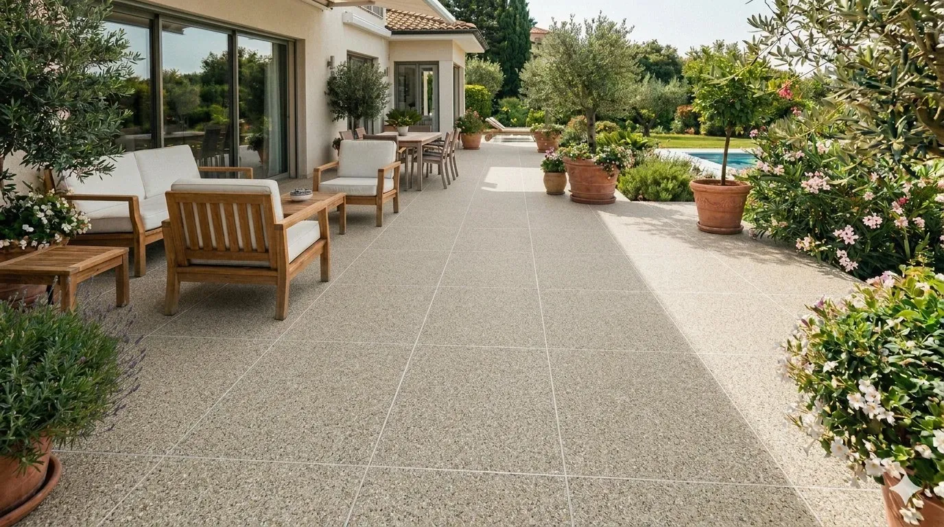 Terrasse nach der Visualisierung — Steinteppich